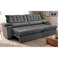 Sofá Retrátil e Reclinável 2,60m Molas Ensacadas Dream Velusoft Cinza Cama inBox - 1
