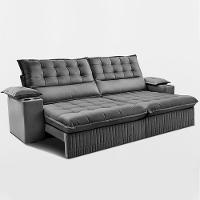 Sofá Retrátil e Reclinável 2,60m Molas Ensacadas Dream Velusoft Cinza Cama inBox - 8