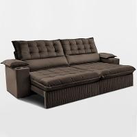 Sofá Retrátil e Reclinável 2,60m Molas Ensacadas Dream Velusoft Café Cama inBox - 8