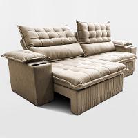 Sofá Retrátil e Reclinável 2,40m Molas Ensacadas Dream Velusoft Bege Cama inBox - 6