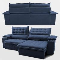 Sofá Retrátil e Reclinável 2,40m Molas Ensacadas Dream Velusoft Azul Cama inBox - 7