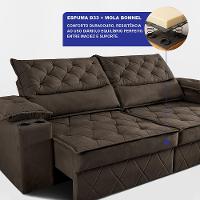 Sofá Retrátil e Reclinável 2,40m com Porta Copos e Molas Cosmos Velusoft Café Cama inBox
