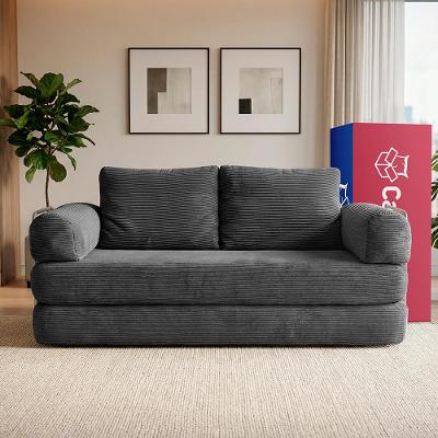 Sofá Cama SmartBox 1,88m AirPress XpandTech D33 Tecido Velourê Cinza Escuro Cama inBox