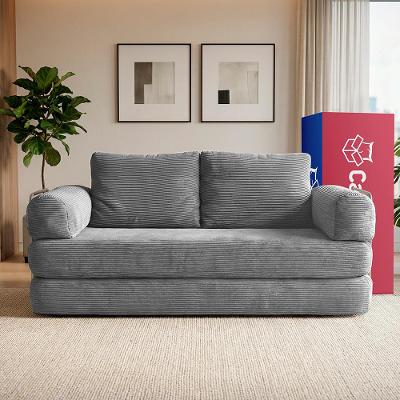 Sofá Cama SmartBox 1,88m AirPress XpandTech D33 Tecido Velourê Cinza Claro Cama inBox