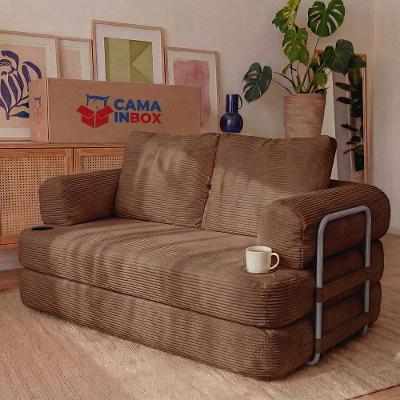 Sofá Cama Elo 1,88m Xpand Tech Tecido Velourê Marrom Cama inBox