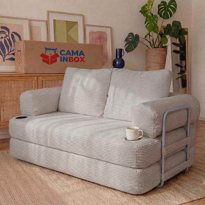 Sofá Cama Elo 1,88m Xpand Tech Tecido Velourê Cinza Claro Cama inBox