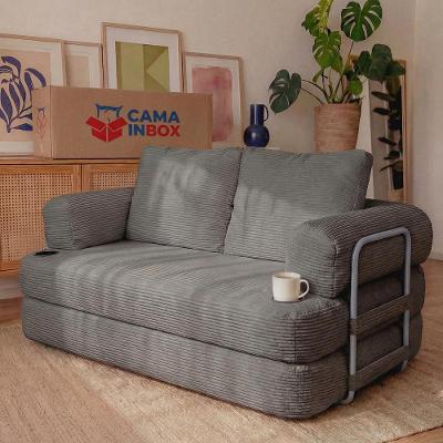 Sofá Cama Elo 1,88m Xpand Tech Tecido Velourê Cinza Escuro Cama inBox
