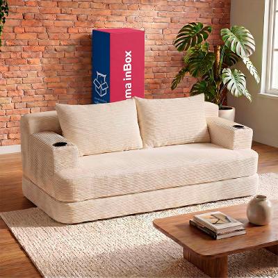 Sofá Cama Nami 1,50m Xpand Tech Tecido Velourê Bege Cama inBox