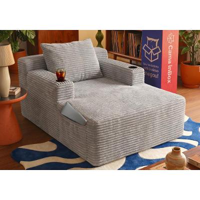 Sofá Poltrona Hydi com Molas Ensacadas Boost Tech Tecido Velourê Cinza Claro Cama inBox