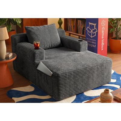 Sofá Poltrona Hydi com Molas Ensacadas Boost Tech Tecido Velourê Cinza Escuro Cama inBox