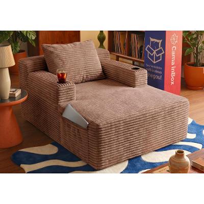 Sofá Poltrona Hydi com Molas Ensacadas Boost Tech Tecido Velourê Marrom Cama inBox