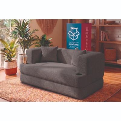 Sofá Cama Muna 1,88m Xpand Tech Tecido Bouclê Cinza Escuro Cama inBox