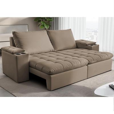 Sofá Retrátil e Reclinável 2,30m Milano com Porta Copos Velupluma Castor Cama inBox