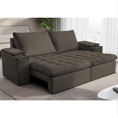 Sofá Retrátil e Reclinável 2,00m Milano com Porta Copos Velupluma Café Cama inBox