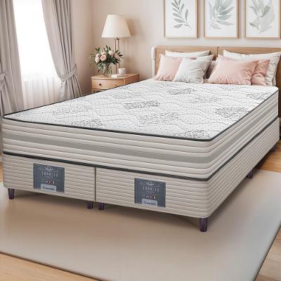 Cama Box Queen Colchão + Box 158x198x63 Spring Zen com Molas Ensacadas Cinza Cama inBox