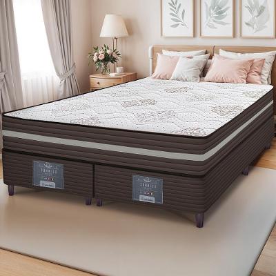 Cama Box Queen Colchão + Box 158x198x63 Spring Zen com Molas Ensacadas Marrom Cama inBox