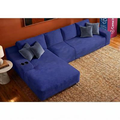 Sofá Evo. 3,40m Molas Ensacadas com Chaise Lounge Esquerda Velourê Cama inBox