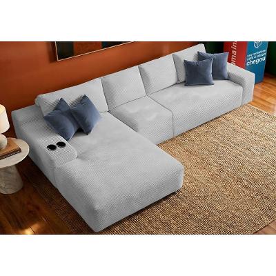 Sofá Evo. 3,40m Molas Ensacadas com Chaise Lounge Esquerda Velourê Cama inBox