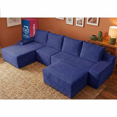 Sofá Evo. 3,40m Molas Ensacadas com Apoio Chaise Lounge Esquerda Velourê  Cama inBox