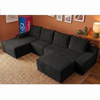 Sofá Evo. 3,40m Molas Ensacadas com Apoio Chaise Lounge Esquerda Velourê  Cama inBox