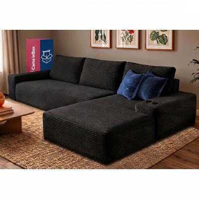 Sofá Evo. 2,70m Molas Ensacadas com Chaise Lounge Direita Velourê Cama inBox