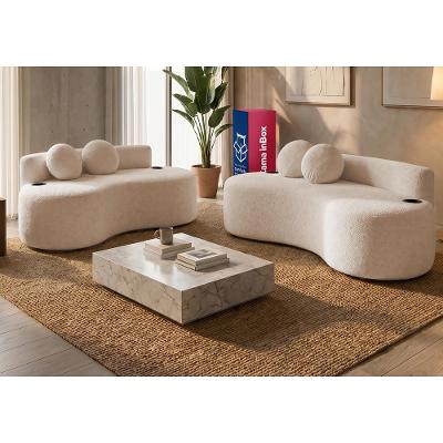 Conjunto de Sofá 3 e 2 Lugares Veda. Xpand Tech Tecido bouclê Cama inBox