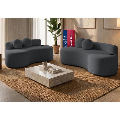Conjunto de Sofá 3 e 2 Lugares Veda. Xpand Tech Tecido bouclê Cama inBox