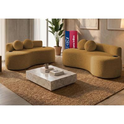 Conjunto de Sofá 3 e 2 Lugares Veda. Xpand Tech Tecido bouclê Cama inBox