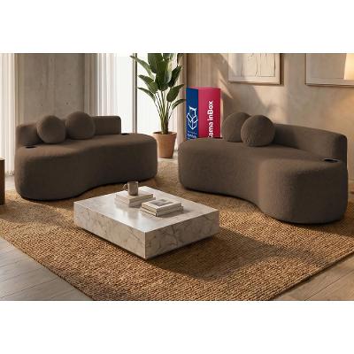 Conjunto de Sofá 3 e 2 Lugares Veda. Xpand Tech Tecido bouclê Cama inBox