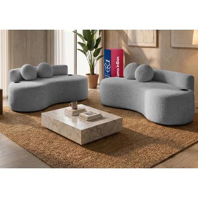 Conjunto de Sofá 3 e 2 Lugares Veda. Xpand Tech Tecido bouclê Cama inBox