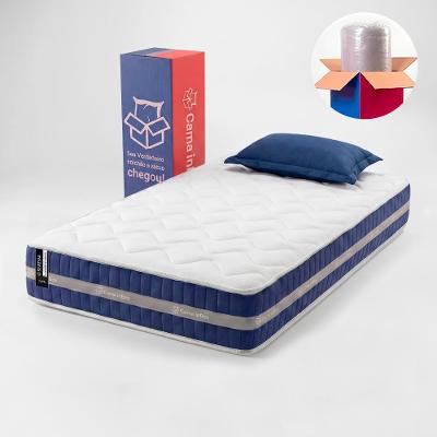 Colchão Solteiro Serena 88x188x21 Boost Tech de Molas Ensacadas Azul Cama inBox