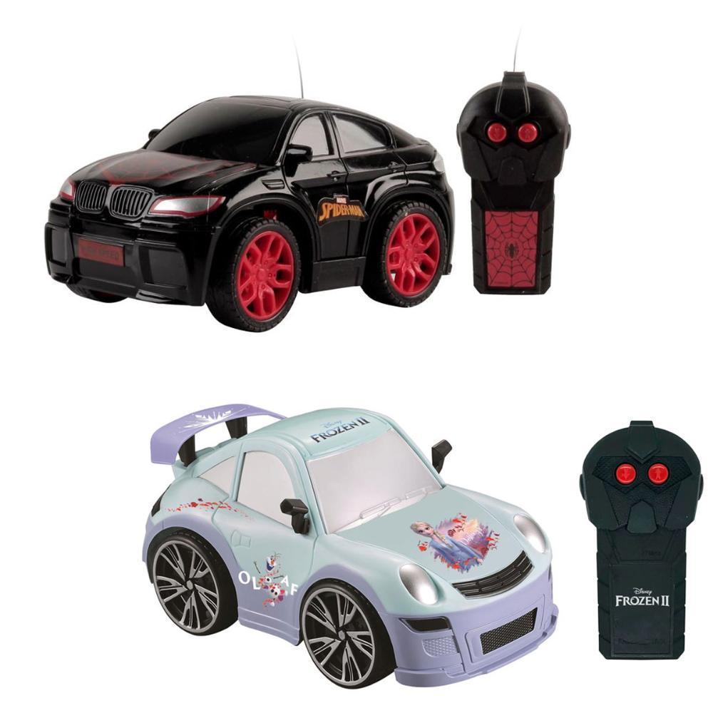 Kit Veículo Controle Remoto Homem-Aranha High Speed - Cinza + Veículo Controle Remoto Frozen Snow Machine - Azul - 1