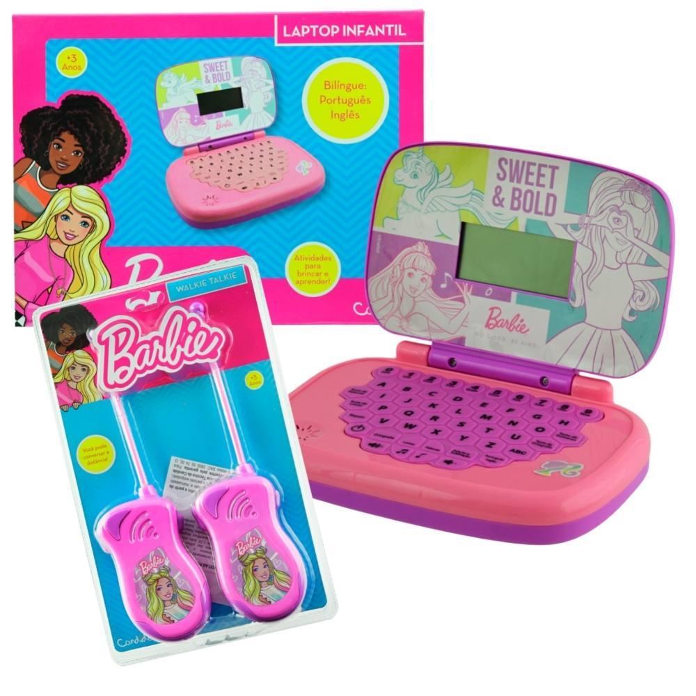 Kit Barbie - Laptop Infantil Bilíngue + Walkie Talkie Infantil - 1