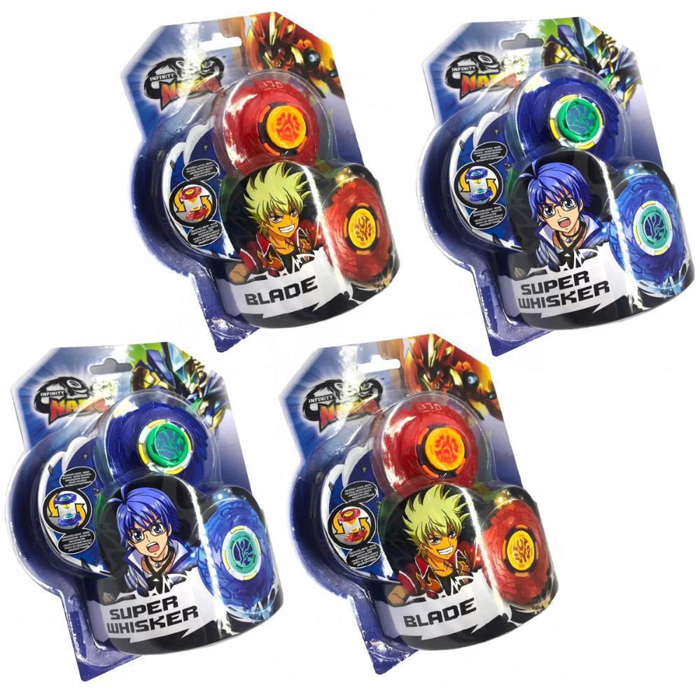 Kit 4 Piões de Batalha Infinity Nado Plastic Series - 2 Azul (3900A) + 2 Vermelho (3900V) - 1