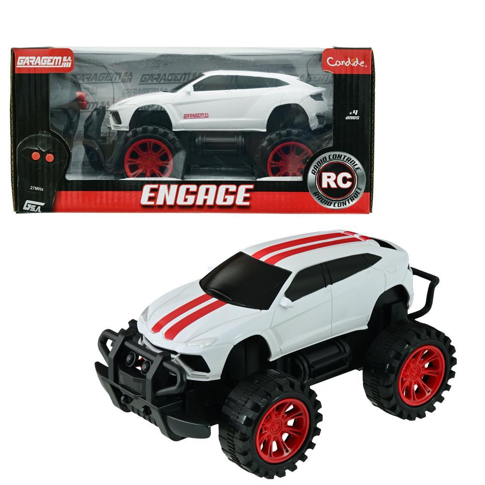 Kit Veículo Controle Remoto Garagem S.A. Engage - Branco (3537B) + Pião Infinity Nado Plastic Series - Vermelho (3900V) - 2