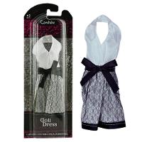 Vestido Para Boneca - Basic Doll Dress - Branco e cinza com laço - 1