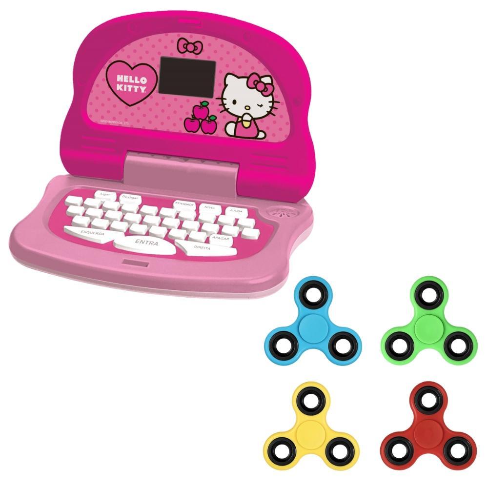 Kit Laptop Infantil Educativo Candide Hello Kitty Tech Bilíngue + 1 Fidget Spinner Sortido - 1