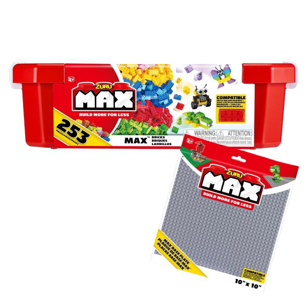 Conjunto de Blocos de Construção 253 pçs + Base De Construção 25x25cm Cinza Candide Max - 1