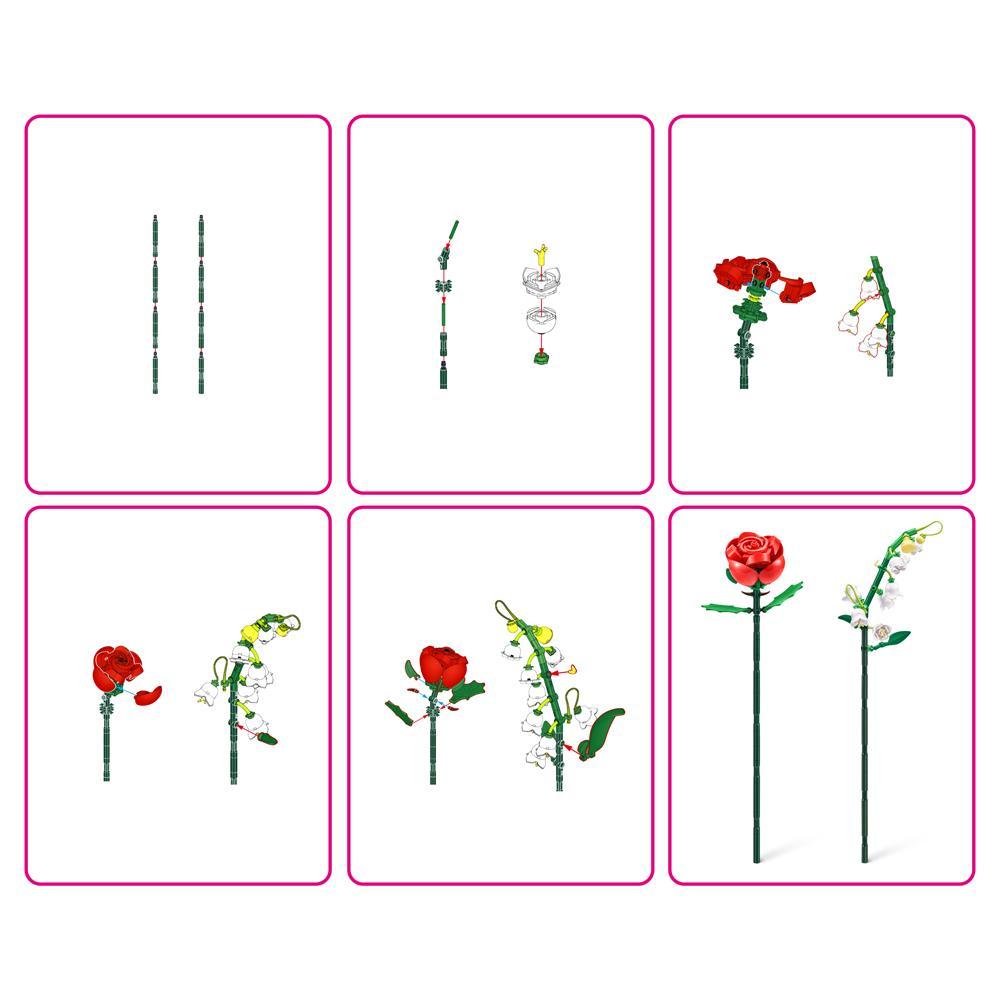 Blocos de Montar Max Premium Flowers - Rosa 204 pçs - 6