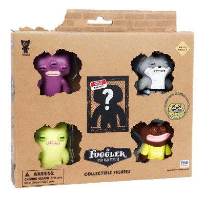 Kit com 5 Mini Bonecos Fuggler 6cm Cinza, Roxo, Verde e Marrom