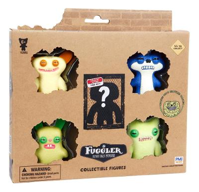 Kit com 5 Mini Bonecos Fuggler 6cm Amarelo, Azul, Verde e Verde Claro