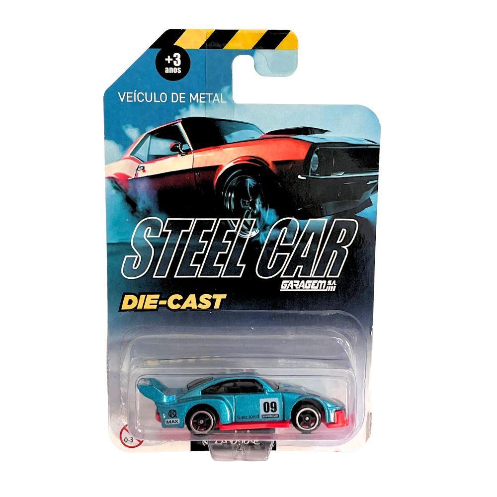 Mini Carrinho Die Cast Garagem S.A. - Corrida Azul Metálico - 4