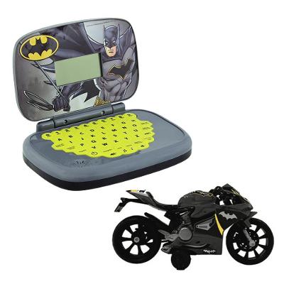 Laptop Infantil Educativo Candide Batman Bilíngue + Moto à Fricção Batman Power Bike