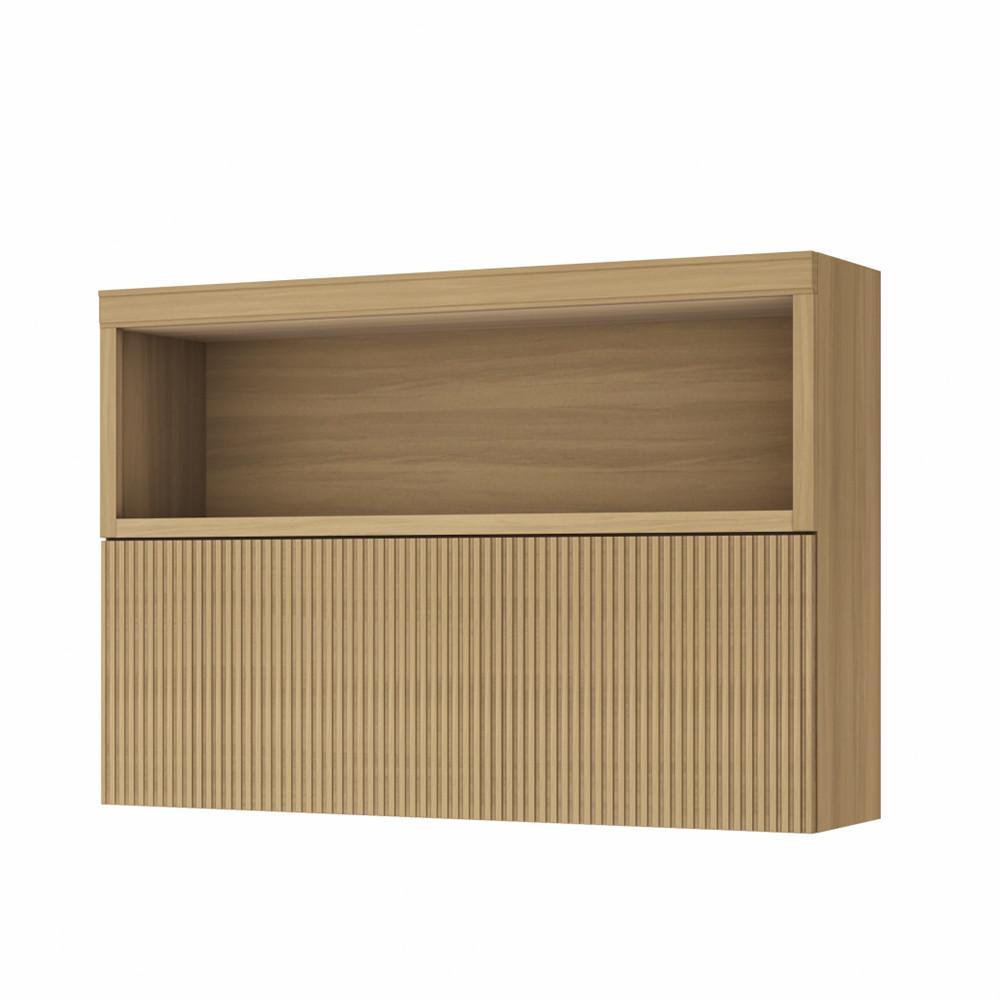 Armário Aéreo Ripado 1 Porta Basculante Marquesa 120cm 100 MDF - 1
