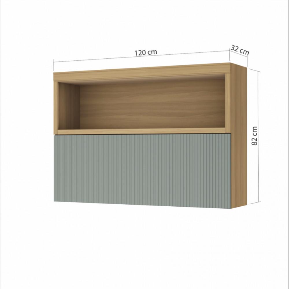 Armario Aereo 1 Porta Basculante Ripado Nesher Marquesa 120cm 100 Mdf - 2