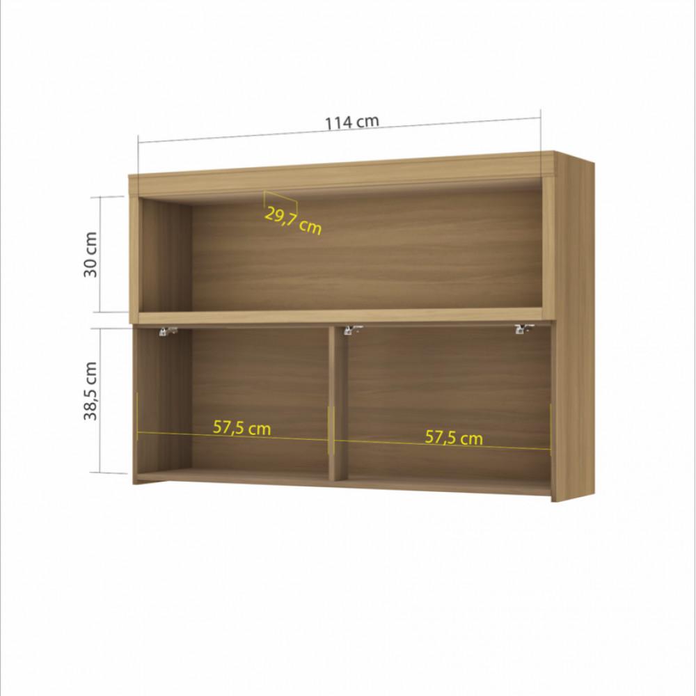 Armario Aereo 1 Porta Basculante Ripado Nesher Marquesa 120cm 100 Mdf - 3