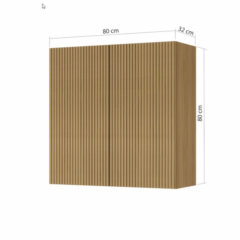 Armario Aereo 2 Portas Nesher Rainha 80cm Ripado 100 Mdf - 2