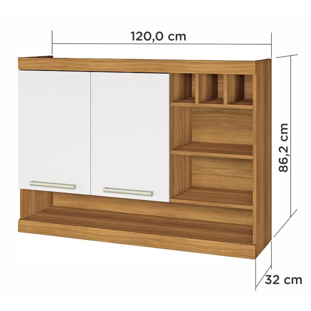 Armário Aéreo com 2 Portas e Adega Burguesa Premium 120cm Nesher - 3