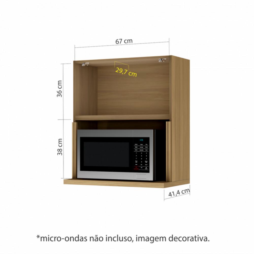 Armario Aereo Micro 1 Porta Basculante Nesher Rainha 70 Cm Ripado 100 Mdf - 3