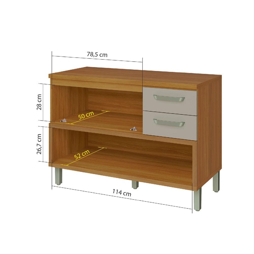 Balcão 1 Porta 2 Gavetas Nesher Princesa 120cm Mdf - 7